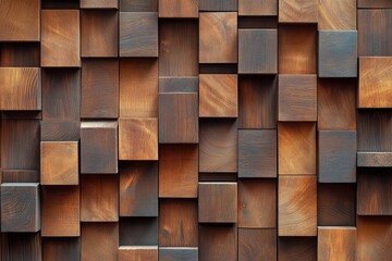 Canvas Print - Wooden Block Wall Close Up