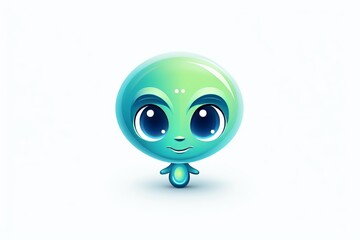 Poster - Minimalist alien design featuring simple shapes and colors on a clean white background