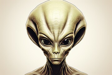 Poster - Minimalist alien design featuring simple shapes and colors on a clean white background