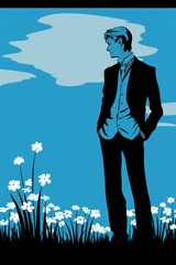 Poster - Create a striking silhouette of a person or flower against a bold contrast background