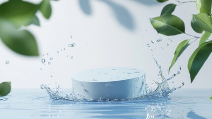 Poster - A blue object is floating in a body of water