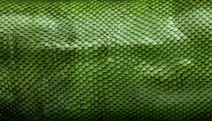 Poster - Macro Shot of Lush Green Snake Scales with Reflective Texture. Ideal for Use in Wildlife Art, Reptile Skin Pattern Design, Eco-Friendly Camouflage Concepts and Biological Research on Animal Adaptation