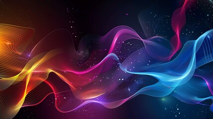 Wall Mural - abstract wavy lines in red, blue, and yellow.