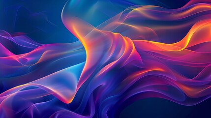 Wall Mural - abstract, glowing, colorful, wavy lines forming a pattern.