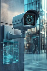 Poster - Innovative Biometric Facial Recognition Security Camera in High-Tech Urban Environment : Generative AI