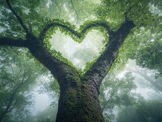 Wall Mural - Heart Shaped Tree in Forest