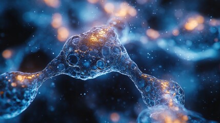 Wall Mural - mystical underwater cosmos with glowing stars and bubbles. generative ai