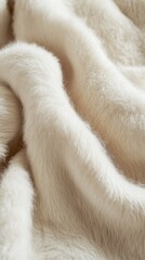 a white fur blanket with a fuzzy texture