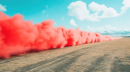 Wall Mural - Red Cloud of Smoke in Field,