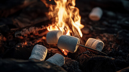 family roasting marshmallows around the campfire.