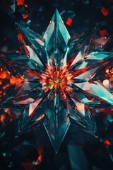 Wall Mural - Large Crystal Star on Black Background