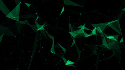Poster - Vector business futuristic backdrop. Network connection structure cyberspace with moving particles. Big data visualization. Abstract cyber security background.