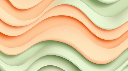 Poster - A dynamic, flowing abstract background with soft peach and green waves that create a calm and modern atmosphere.