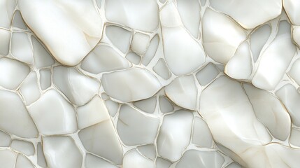 Poster - Intricate white marble texture featuring elegant, interconnected shapes and soft shadows.