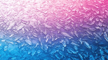 Poster - A vibrant abstract frozen surface with shimmering ice crystals blending pink and blue hues.