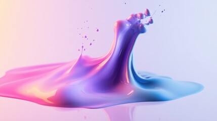 Poster - Fluid motion in vibrant pink and blue hues creates a stunning abstract splash against a soft background.