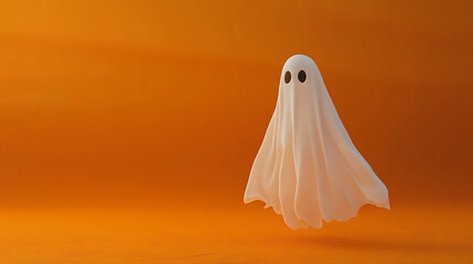 Sticker - A ghost on the plain orange background