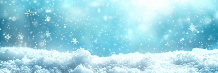 Poster - Tranquil Winter Wonderland with Gentle Snowfall and Soft Clouds, Perfect for Christmas and Seasonal Themes in Natural Settings