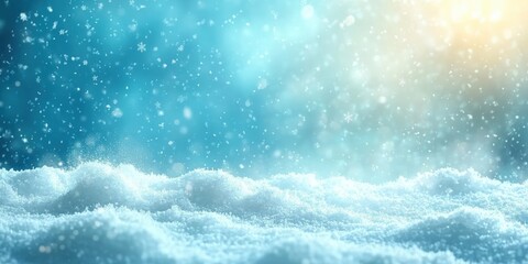 Poster - Soft Winter Background with Gentle Snowfall and Frosty Snowflakes, Perfect for Christmas-Themed Designs and Winter Celebrations in a Serene Atmosphere