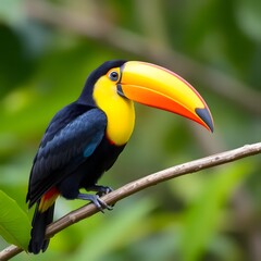 Keel billed toucan beautiful toucan close up.
Wildlife in Costa Rica Keel billed Toucan a beautiful bird with a large bill found in its natural habitat within the Central American forest.