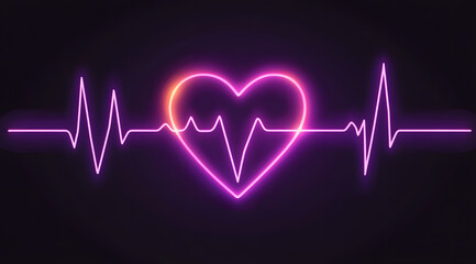 neon heartbeat line on a black background