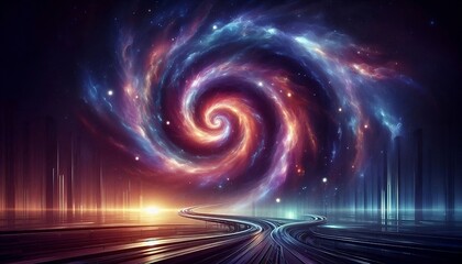Wall Mural - Spiral galaxy in deep space, abstract background