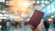 © Galib - A person holding a US passport in an airport terminal.