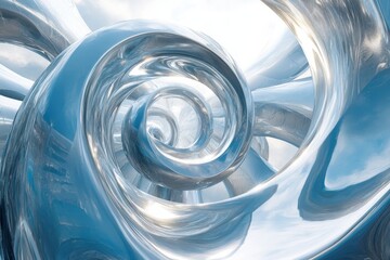 Poster - Abstract swirling spiral design featuring smooth flowing curves, reflecting light and creating a mesmerizing visual effect, perfect for modern artistic themes and creative projects.