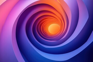 Poster - Abstract Spiral Design with Overlapping Curves in a Colorful Gradient Background Creating a Tunnel Effect Evoking Depth and Optical Illusion