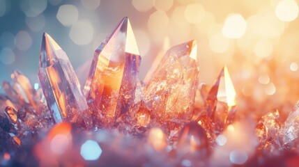 Poster - Stunning Abstract Art Composition Featuring Iridescent Crystals and Captivating Bokeh Background for Modern Decor and Artistic Projects