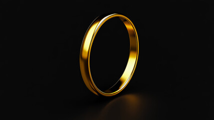 Wall Mural - 3D rendering of an extra-thin golden ring, set against a pure black background.