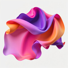 Poster - A vibrant, flowing fabric in shades of pink, purple, and orange, suspended in mid-air. Perfect for abstract art, design, and color inspiration themes.