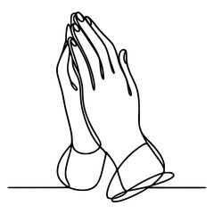 Wall Mural - one line drawing praying hand worship religious vector illustration template design