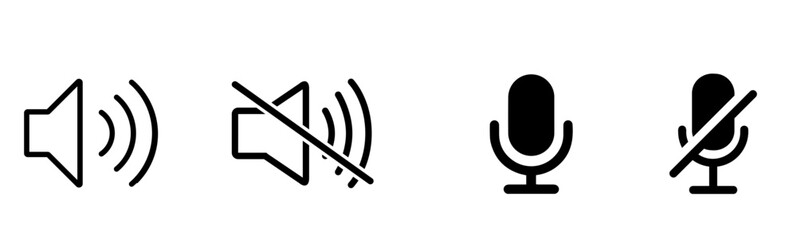 mute and unmute icons set