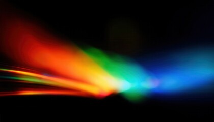 Poster - Vibrant Light Spectrum Burst with Radiant Colors in Motion Against a Deep Black Background. Ideal for Themes of Energy, Innovation, and Futuristic Technology Concepts