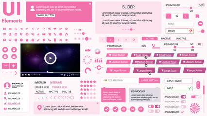 Modern UI kit featuring a collection of essential buttons, icons, and navigation elements for websites and mobile apps. Ideal for responsive design and dashboards.
