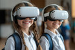 © Edik - Kids using VR headsets in a modern, stylish room.