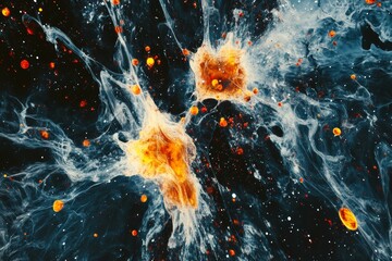 Poster - Background with interlaced smoke glitch and distortion effect.