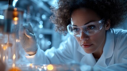 Wall Mural - a diligent scientist is deeply engaged in an experiment within a high-tech laboratory, embodying inn
