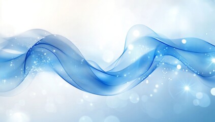Poster - A blue wave with white dots and a white background