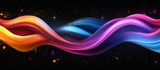 Poster - A colorful wave with a black background