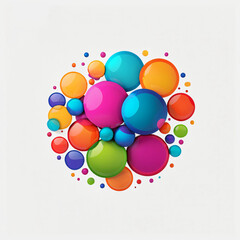 Poster - Abstract composition featuring a dynamic arrangement of colorful spheres. Ideal for creating eye-catching visuals.