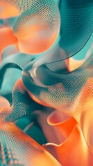 Poster - A colorful, abstract image of a wave with a green and orange background