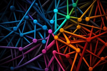 Poster - A pixel art representation of a data network with tiny, colorful data nodes and connecting lines, resembling a retro video game