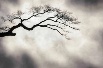Poster - A Striking Fractal Tree Silhouetted Against a Moody Sky at Dusk Creates an Inspiring Visual Contrast