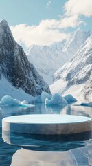 Poster - A large, round ice sculpture sits in the middle of a frozen lake