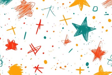 Poster - Colorful Seamless Vector Doodles With Stars and Playful Shapes in an Abstract Design
