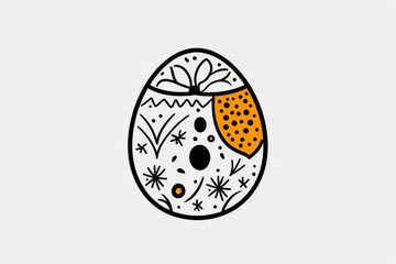 Aufkleber - Simple line drawing of an Easter egg with small dots and patterns, set against a white background