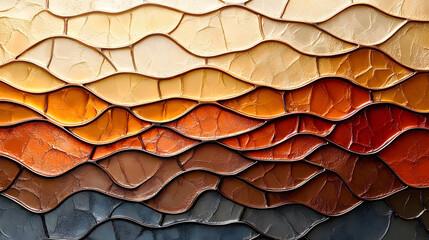 Poster - A textured abstract design featuring wavy layers in warm earth tones, blending seamlessly from light to dark hues.