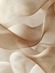 Poster - Delicate flowing fabric creates an abstract composition of soft beige tones, evoking a sense of tranquility and elegance with its graceful curves and gentle movement.